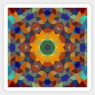 Retro Mandala Flower Blue Orange and Green Sticker